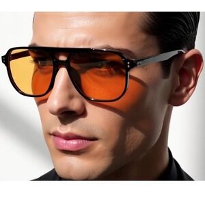 Men Retro Vintage 70s Sunglasses Yellow Lens Shades Street Wear Eye Glasses Hot